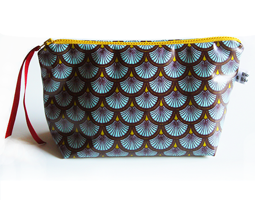 Pochette Tissu Coton Eventail Bleu